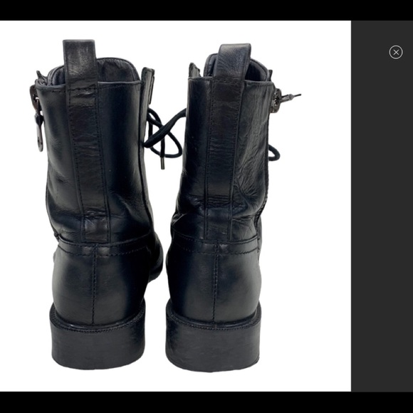Zara Black Leather Moto Combat Boots 7.5 (38) - Picture 4 of 7